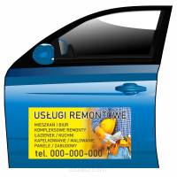 Magnes na samochód reklama magnetyczna usługi remontowe