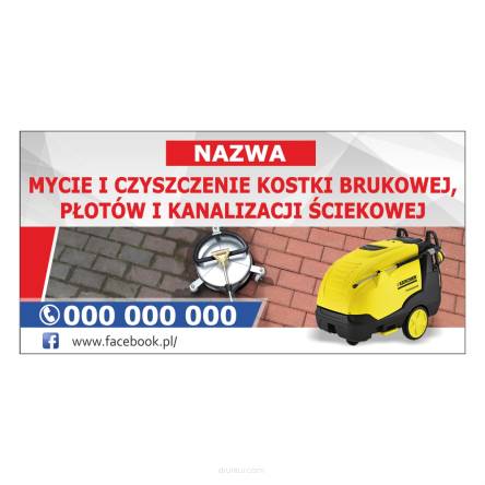 Baner reklamowy gotowe wzory banerów - Mycie i czyszczenie kostki brukowej, płotów i kanalizacji ściekowej