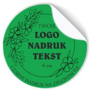 Naklejki z LOGO ETYKIETY REKLAMOWE twój nadruk grafika zielone 4cm 500szt