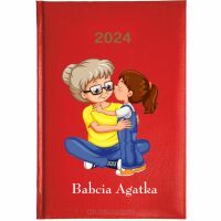 Kalendarz książkowy 2024 A5 tygodniowy z nadrukiem uv BABCIA AGATKA