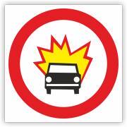 Znak drogowy Tablica informacyjna B13 Zakaz wjazdu pojazdów z materiałami wybuchowymi lub łatwo zapalnymi - znak zakazu 30x30 cm