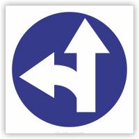 Znak drogowy Tablica informacyjna C7 nakaz jazdy prosto lub w lewo -znak nakazu 60x60 cm