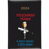 Kalendarz książkowy 2024 A5 tygodniowy z nadrukiem uv PIELĘGNIARKA MONIKA