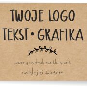 Naklejki ETYKIETY REKLAMOWE eko kraft dowolny nadruk LOGO 4x3 cm 1500 sztuk