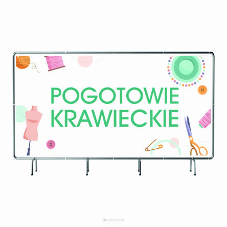 BANER REKLAMOWY na siatce mesh 100x50 cm gotowy projekt POGOTOWIE KRAWIECKIE