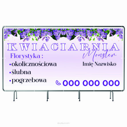 BANER REKLAMOWY na siatce mesh 100x50 cm gotowy projekt FLORYSTYKA KWIACIARNIA