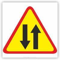 Znak drogowy Tablica informacyjna A-20 odcinek jezdni o ruchu dwukierunkowym - znak ostrzegawczy 30x30 cm