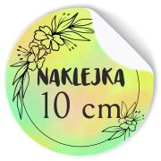 Naklejki ETYKIETY REKLAMOWE twoje LOGO cięte po obrysie 10 cm 100 sztuk