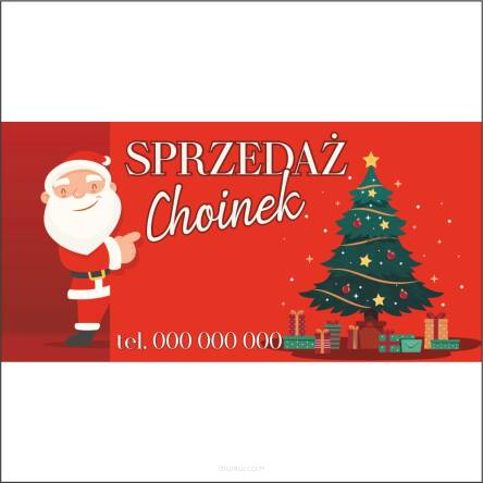 Baner reklamowy TWÓJ NAPIS choinki 200x100 cm TANI