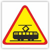 Znak drogowy Tablica informacyjna A-21 tramwaj - znak ostrzegawczy 30x30 cm