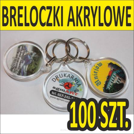 Breloki akrylowe okrągłe bryloczki reklamowe z nadrukiem logo 100szt