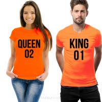 Koszulka prezent dla par z nadrukiem zestaw dla par Queen 02 King 01