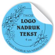 Naklejki z LOGO ETYKIETY REKLAMOWE twój nadruk grafika niebieskie 4cm 500szt