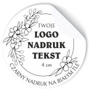 Naklejki z LOGO ETYKIETY REKLAMOWE twój nadruk grafika tekst 4 cm 500 szt