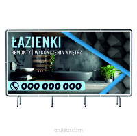 BANER REKLAMOWY 130x80cm projekt gratis plandeka ŁAZIENKI REMONTY WYKOŃCZENIA