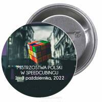 Przypinki buttony TURNIEJ - MISTRZOSTWA POLSKI W SPEEDCUBINGU  znaczki badziki z grafiką