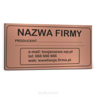 NADRUK TABLICZKA ZNAMIONOWA FIRMY z dibondu 20x10 cm TWÓJ NAPIS LOGO