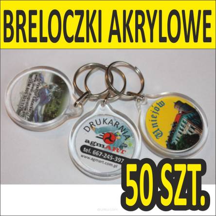 Breloki akrylowe okrągłe bryloczki reklamowe z nadrukiem logo 50szt