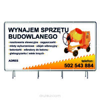 BANER REKLAMOWY 100x50cm  projekt gratis plandeka WYNAJEM SPRZĘTU BUDOWLANEGO