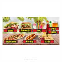 Baner reklamowy gotowe wzory banerów - Kebab, hamburger, lody, piwo, napoje, zapiekanka, hot-dog, frytki