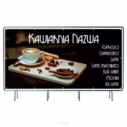 BANER REKLAMOWY na siatce mesh 200x100 cm gotowy projekt KAWIARNIA